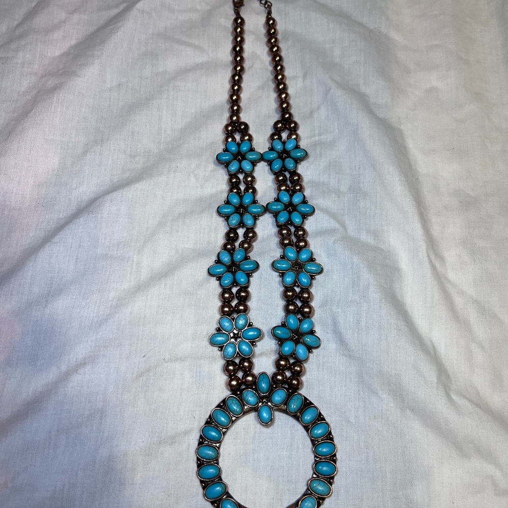 Boho Turquoise Floral Necklace
